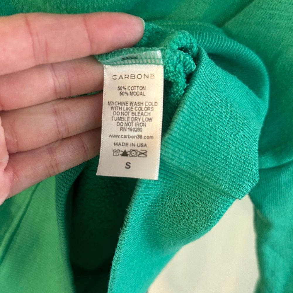 Carbon38 Off Shoulder French Terry Sweatshirt - Green, size Small - Picture 4 of 12